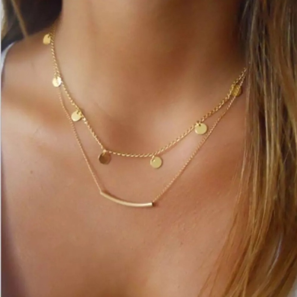Gold Coin Layered Necklace